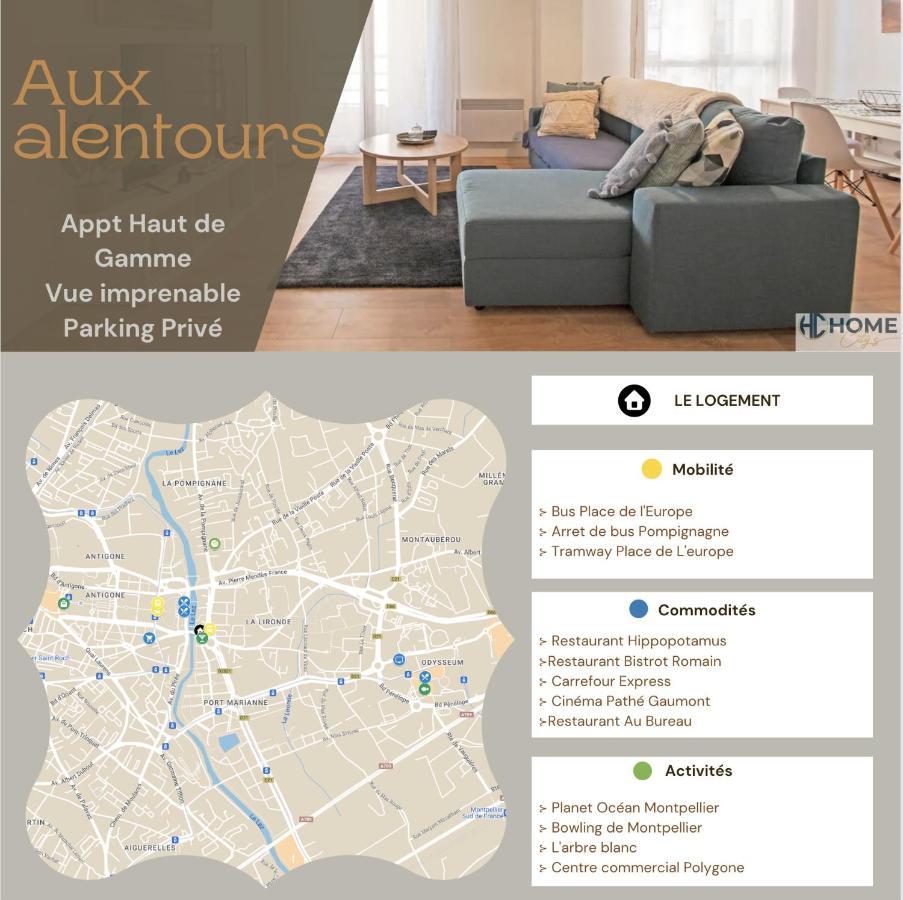 Appartement Cosy , Vue Imprenable, Parking Prive Montpellier Exteriér fotografie